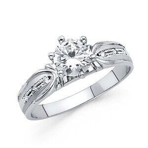 14K White Gold CZ Engagement Ring